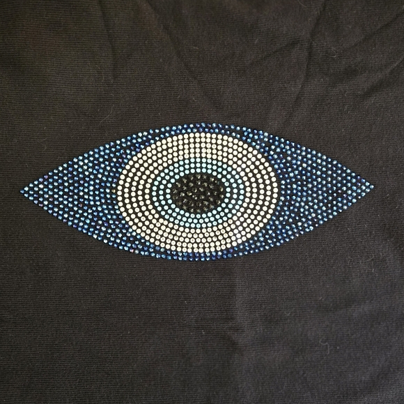 Vila Milano Evil Eye Black Embellished Pullover Sweater Sz M - Picture 4 of 4